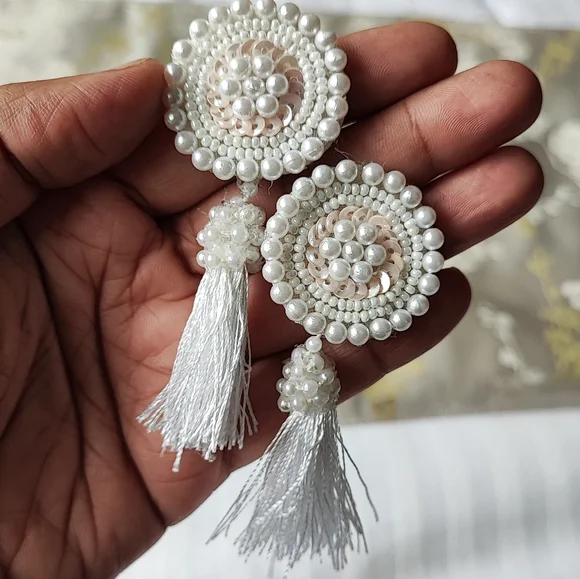 Handmade pearl earrings. - Picture 1 of 3